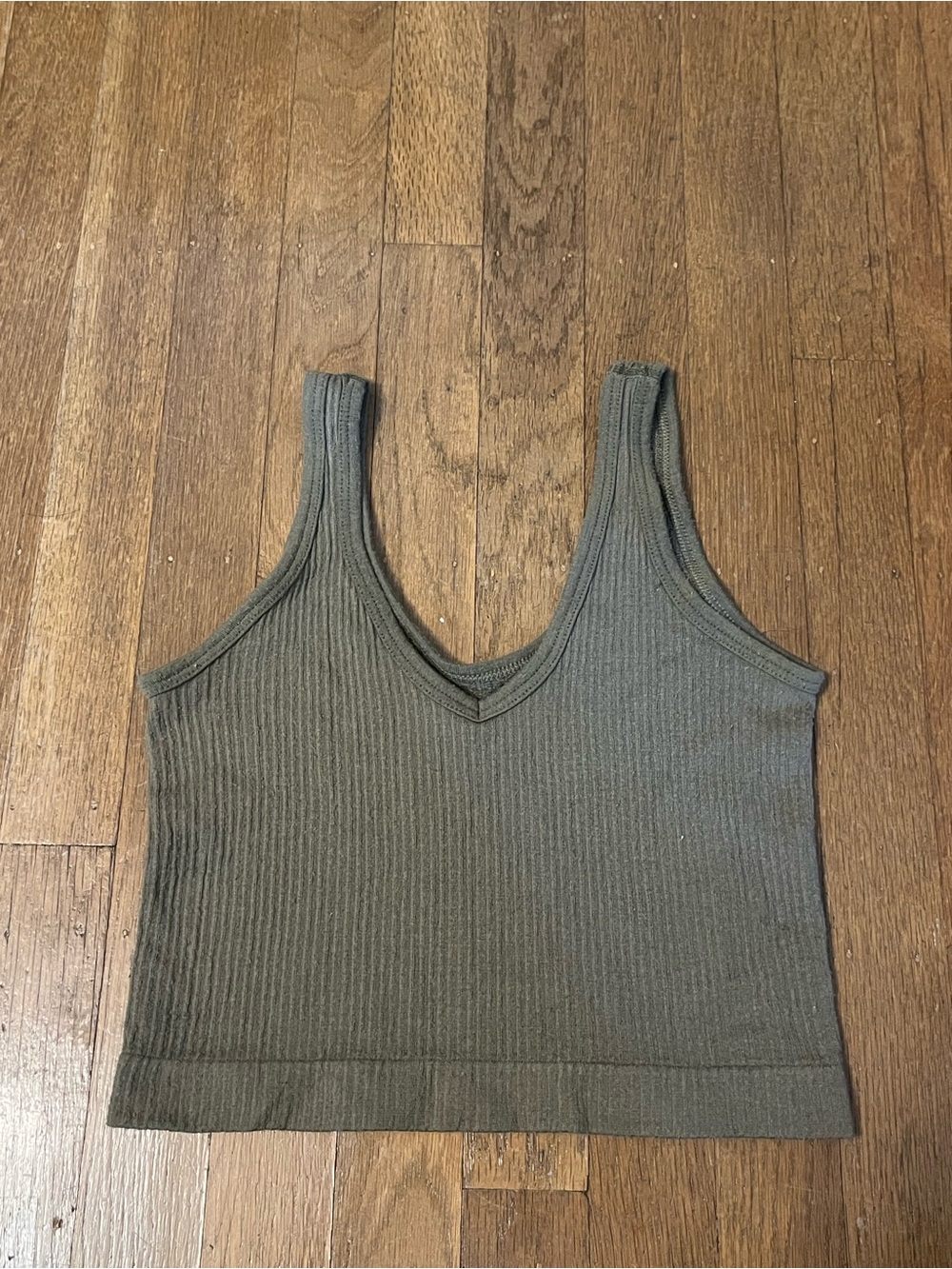 Urban Outfitters Olive Ribbed V-Neck Tank